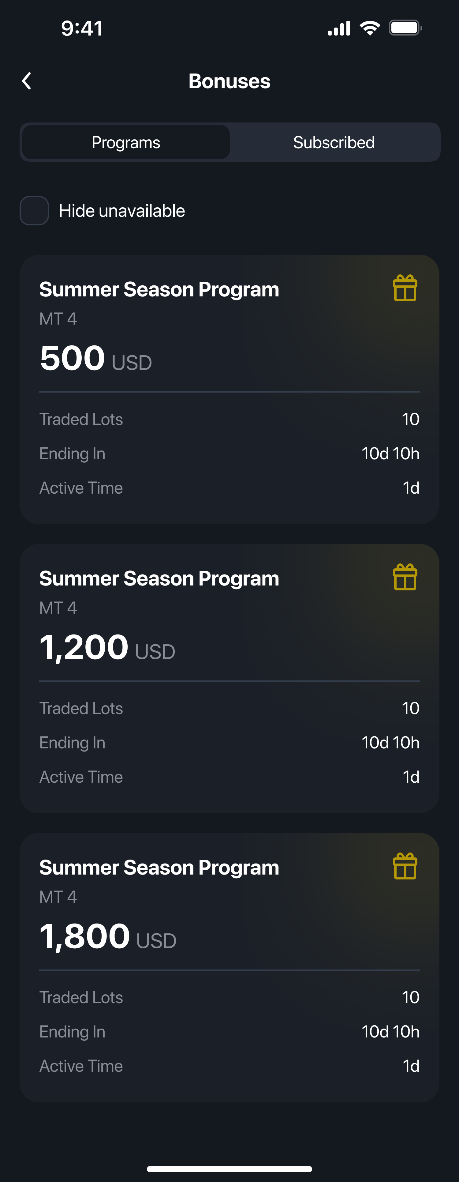 Bonus programs