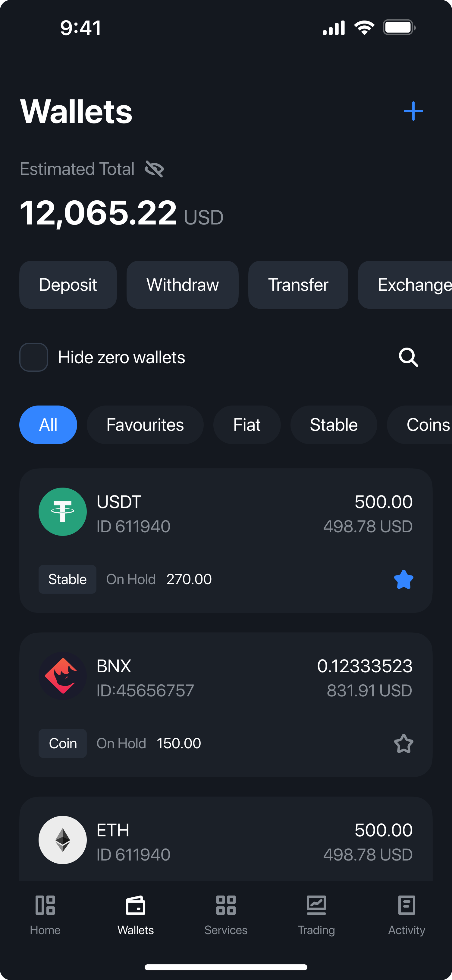Wallet list